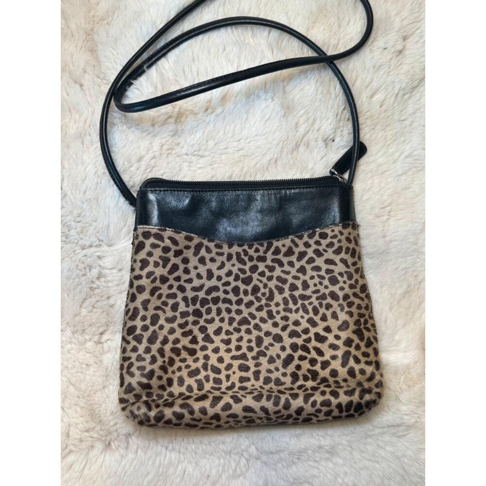 Vintage 90s Y2K Talbots Leather Leopard Print mini crossbody bag purse
